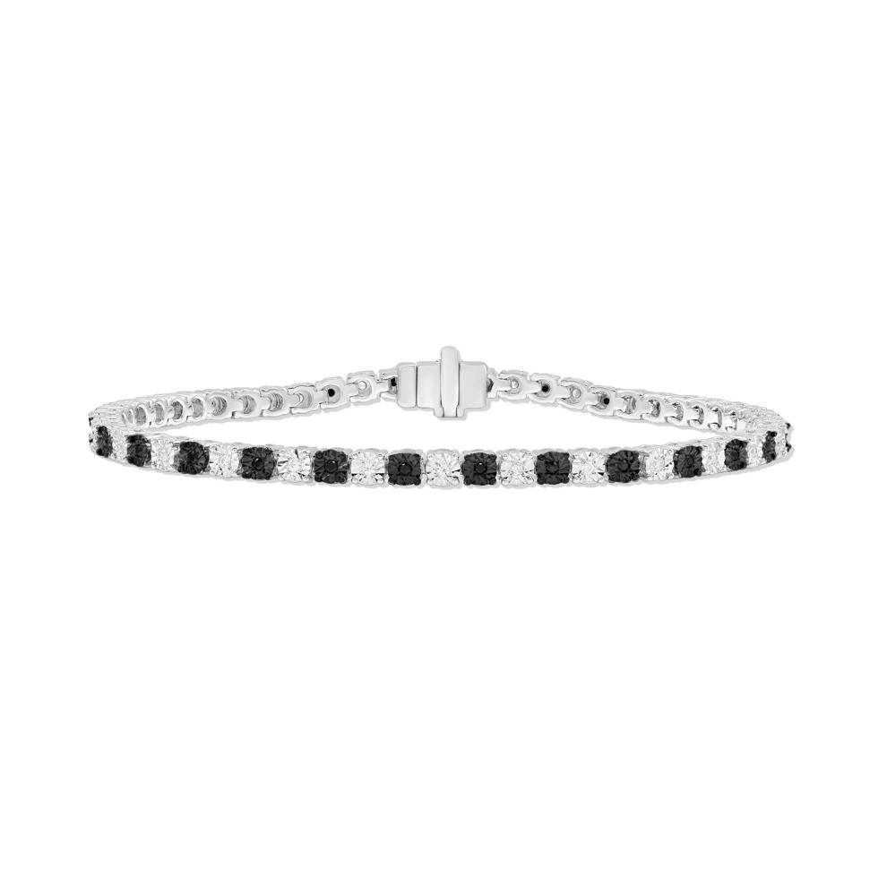 Black &amp; White Diamond Bracelet in Sterling Silver (1/2 ct. tw.) – Image 1 of 2
