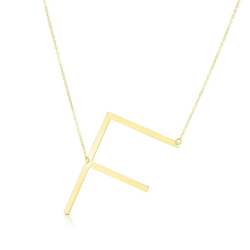 "F" Initial Necklace in 14K Yellow Gold – Image 1 of 3