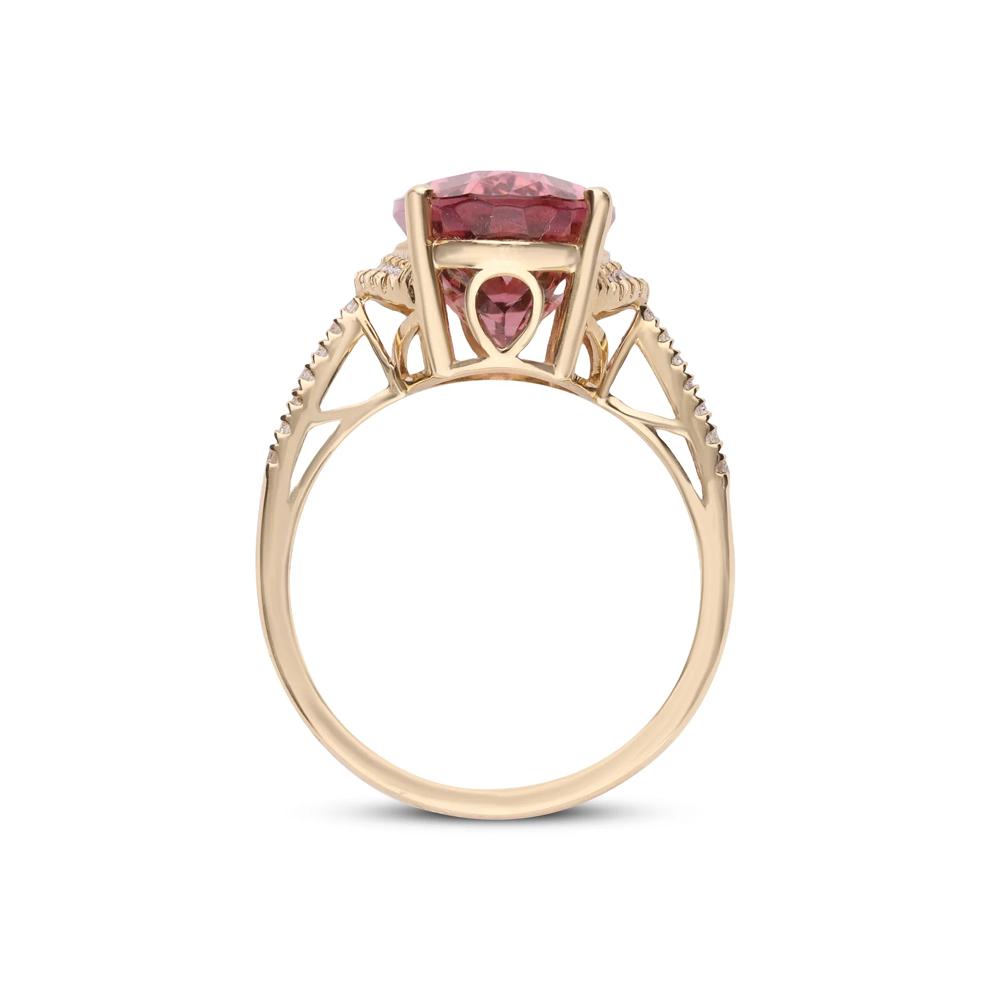 Pink Tourmaline &amp; Diamond Ring in 14K Yellow Gold (1/8 ct. tw.) – Image 2 of 4