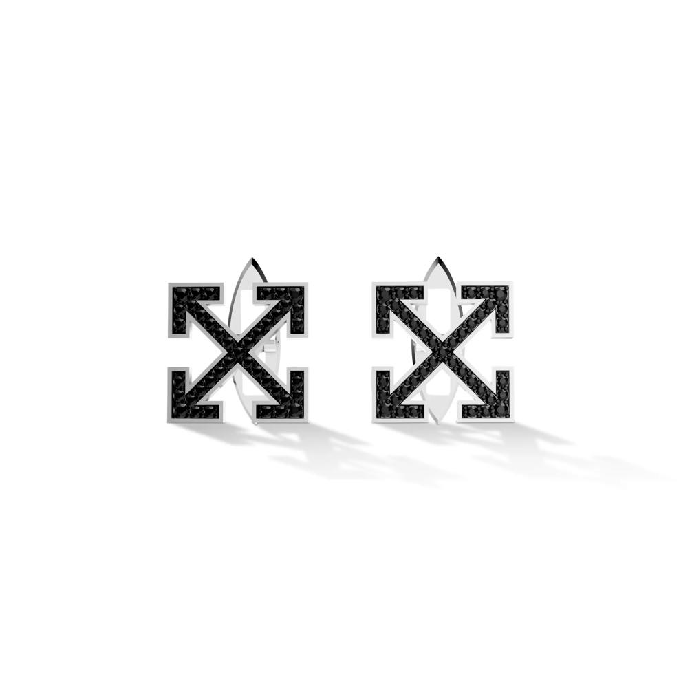 Men's Black Lab Grown Diamond Arrow Design Cufflinks in Sterling Silver (1/2 ct. tw.) – Image 1 of 2
