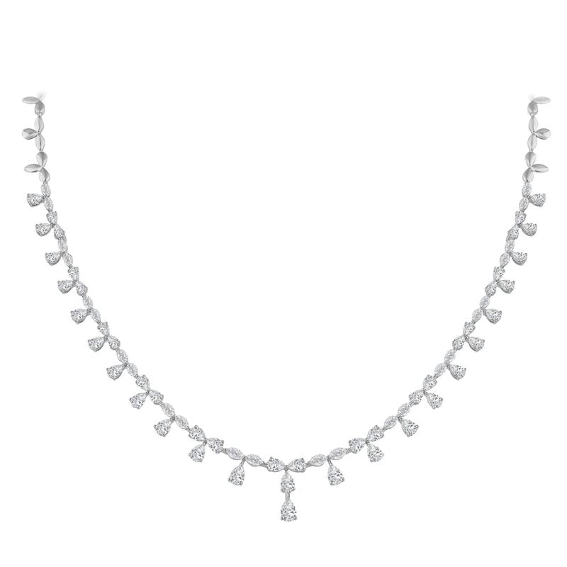 Lab Grown Diamond Marquise, Pear-Shaped &amp; Round Drop Pendant in 14K White Gold (8 7/8 ct. tw.) – Image 1 of 2