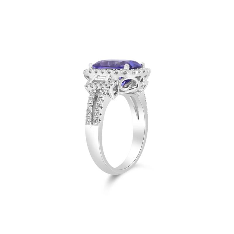 Tanzanite and Diamond Cushion Halo Ring in 18K White Gold &#40;5/8 ct. tw.&#41; – Image 2 of 4