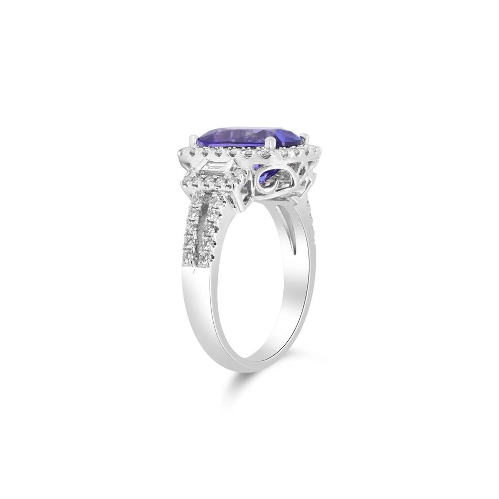Tanzanite and Diamond Cushion Halo Ring in 18K White Gold (5/8 ct. tw.) – Image 2 of 4