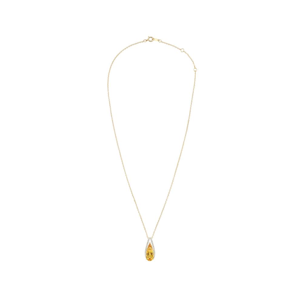 Citrine &amp; Diamond Pendant Necklace in 10K Yellow Gold (1/7 ct. tw.) – Image 3 of 4