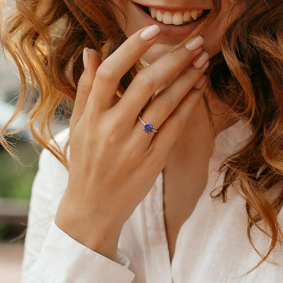 Lab-Created Blue Sapphire Ring in Sterling Silver – Image 5 of 7