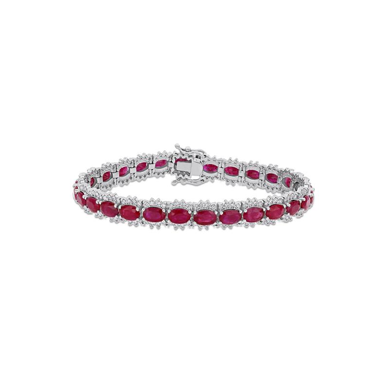 Ruby &amp; Diamond Line Bracelet in 14K White Gold (2 1/4 ct. tw.) – Image 1 of 5