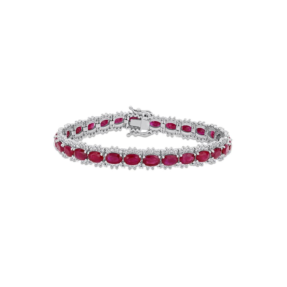 Ruby &amp; Diamond Line Bracelet in 14K White Gold (2 1/4 ct. tw.) – Image 1 of 5