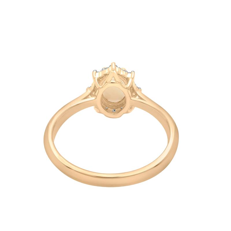 Australian Opal Oval &amp; Diamond Halo Ring in 10K Yellow Gold – Image 5 of 5