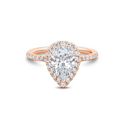 Lab Grown Diamond Pear-Shaped Halo Engagement Ring in 14K Rose Gold (2 ct. tw.)