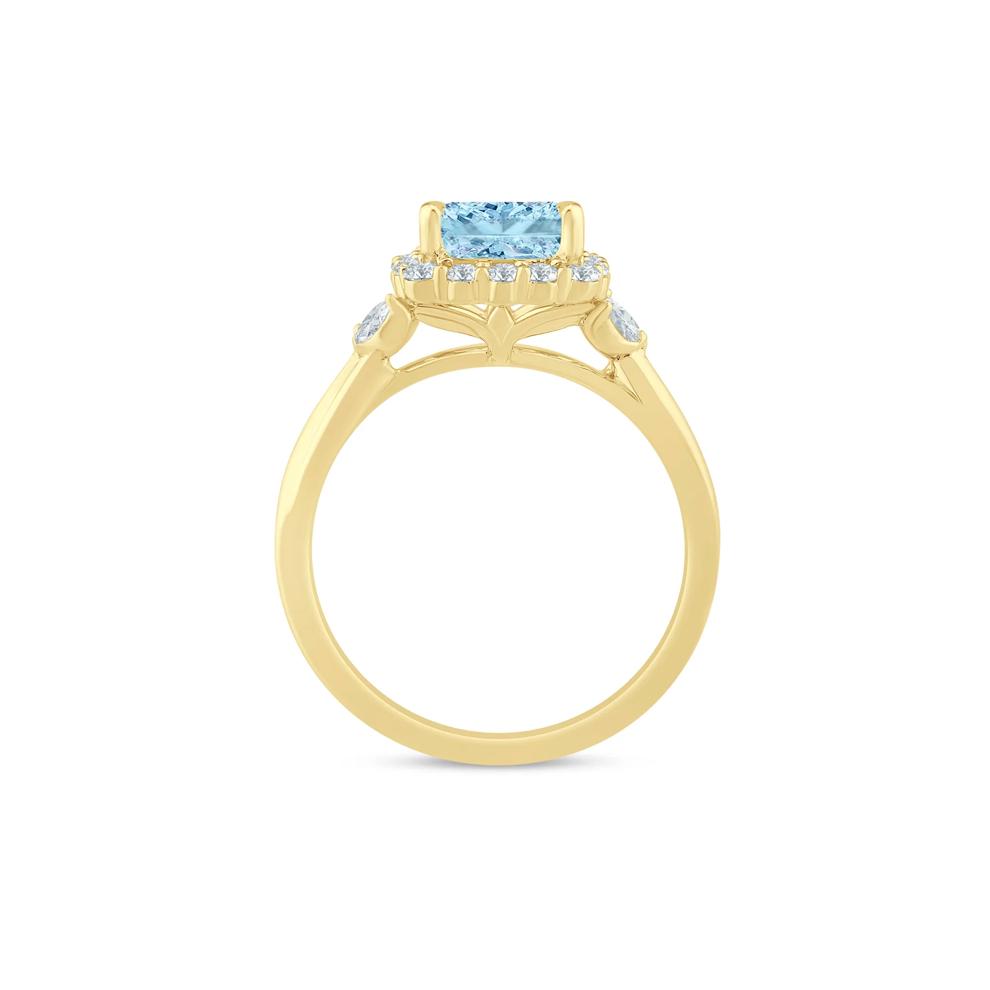 Lab Grown Blue Diamond Halo Engagement Ring in 14K Yellow Gold (1 7/8 ct. tw.) – Image 2 of 3