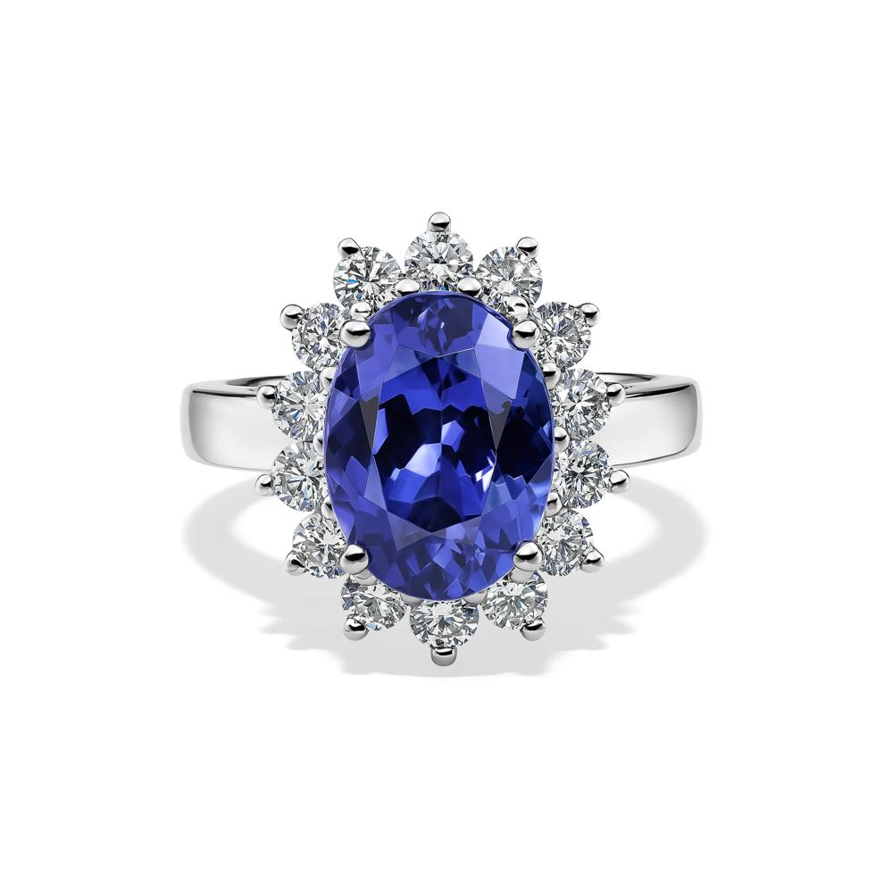 Oval Tanzanite &amp; Diamond Halo Ring in 14K White Gold (1 ct. tw.) – Image 1 of 4