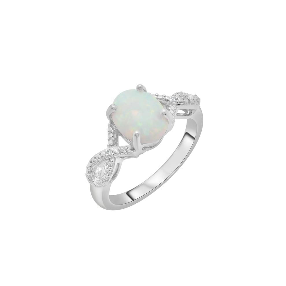 Lab-Created Cabochon Opal Ring in Sterling Silver – Image 5 of 5
