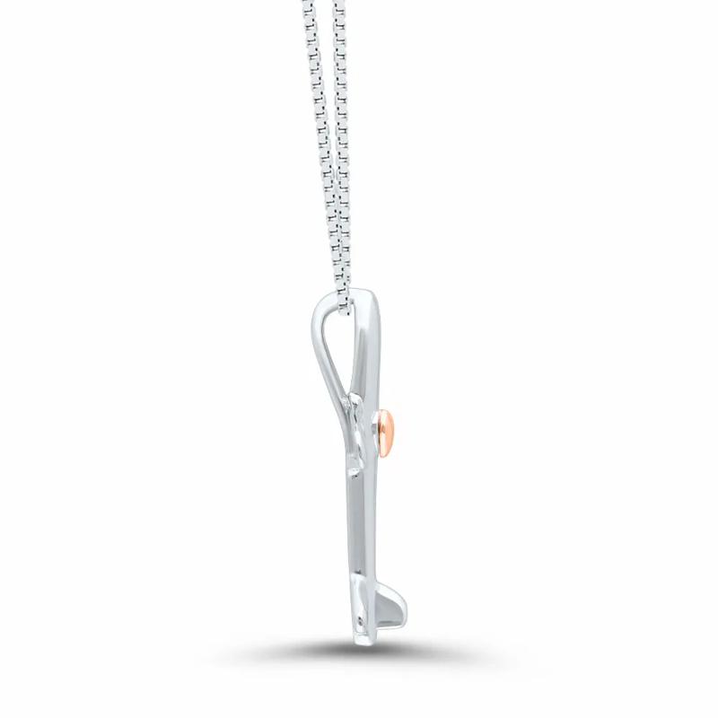 Diamond Airplane Pendant in Sterling Silver &amp; 14K Rose Gold – Image 2 of 4