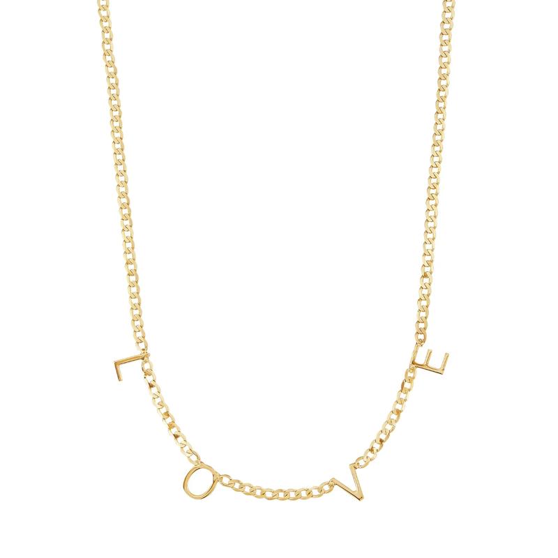 Love Curb Chain Necklace in 10K Yellow Gold – Image 1 of 3