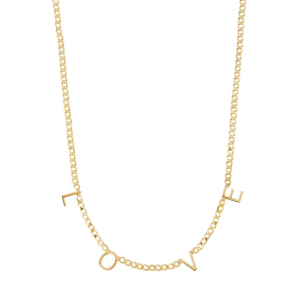 Love Curb Chain Necklace in 10K Yellow Gold – Image 1 of 3