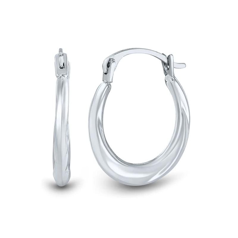 Twist Hoop Earrings in 14K White Gold, 15MM – Image 1 of 1