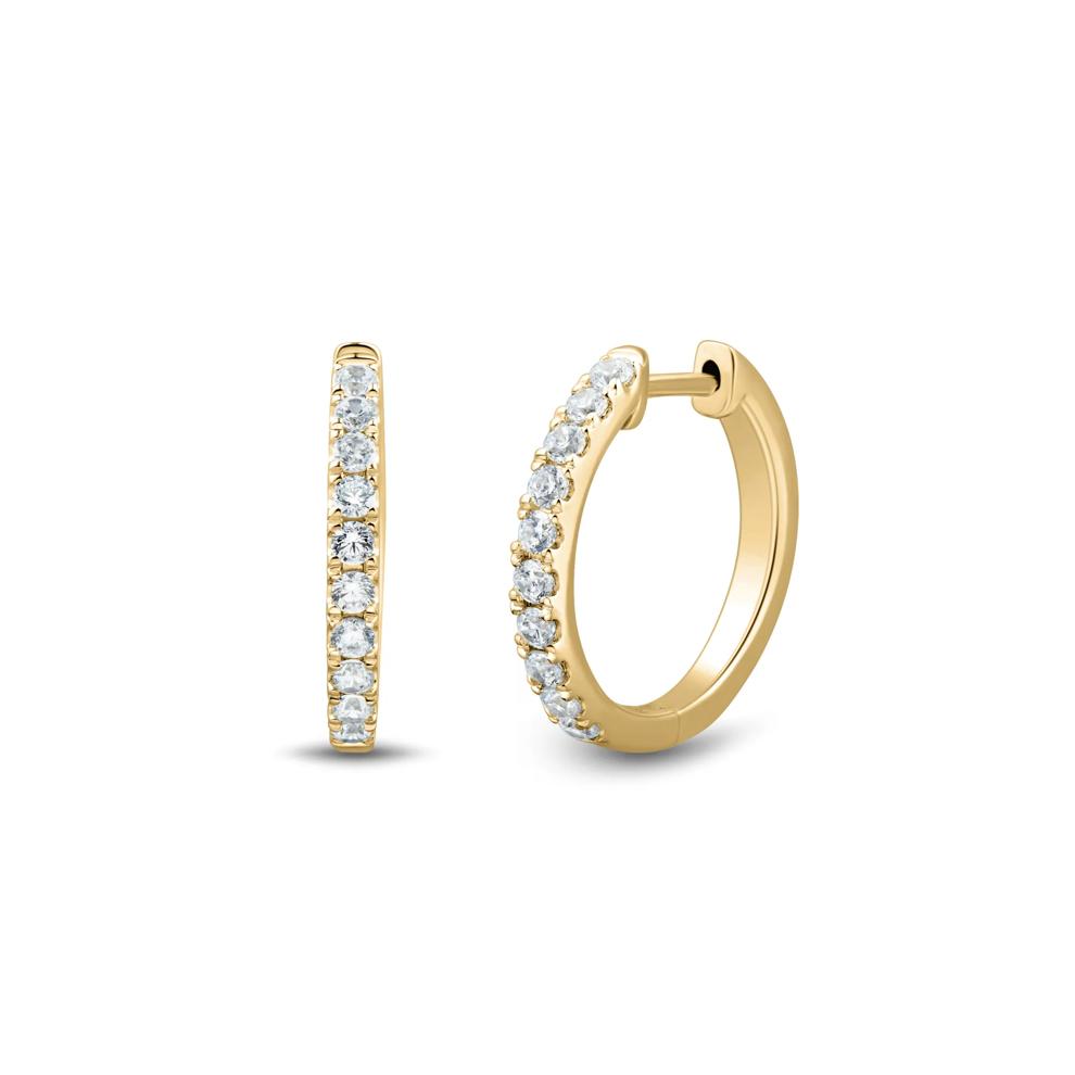 Lab Grown Diamond Hoop Earrings in 14K Yellow Gold (1/2 ct. tw.) – Image 2 of 2