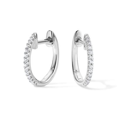Diamond Hoop Earrings in 10K White Gold (1/10 ct. tw.)