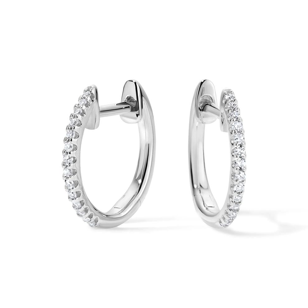 Diamond Hoop Earrings in 10K White Gold (1/10 ct. tw.) – Image 1 of 2