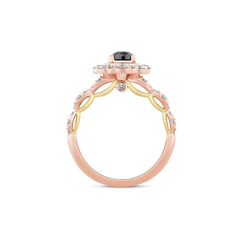 Black &amp; White Diamond Halo Engagement Ring in 14K Gold &#40;1 3/4 ct. tw.&#41; – Image 2 of 3