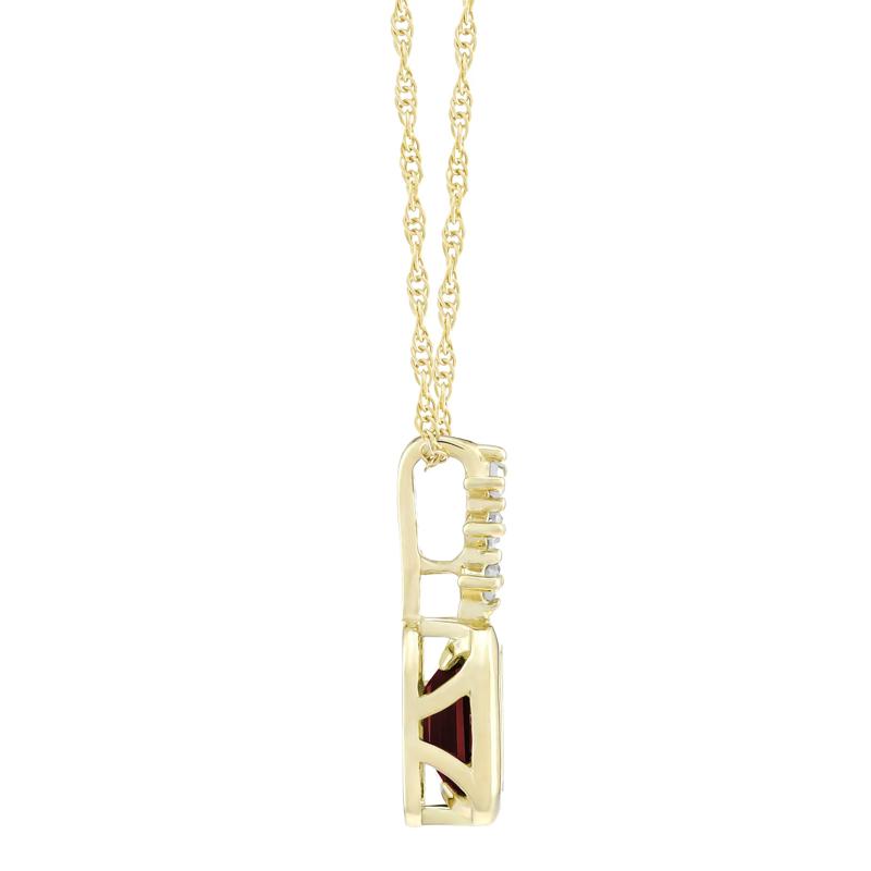 Garnet and Diamond Accent Pendant in 10K Yellow Gold – Image 2 of 3