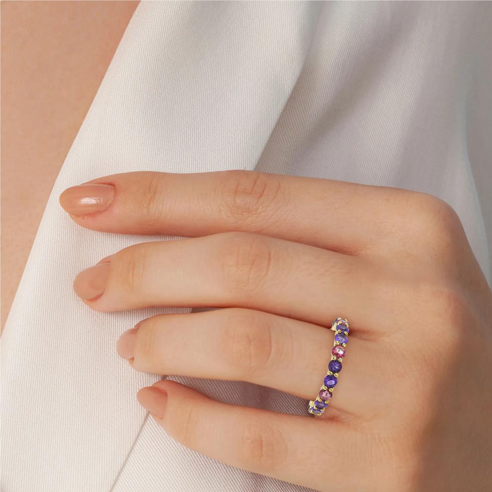 Amethyst and Pink Topaz Ring in 10K Yellow Gold – Image 4 of 4