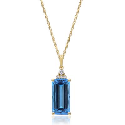 Blue Topaz and Diamond Accent Necklace in 10K Yellow Gold