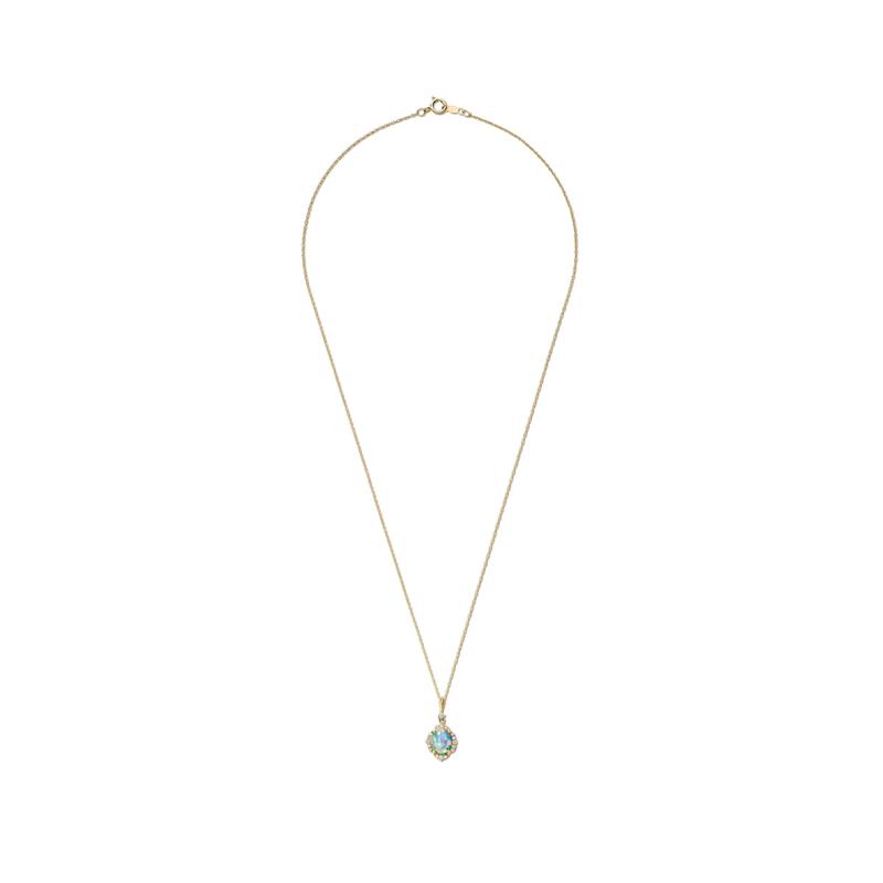 Opal and Diamond Oval-Shaped Pendant in 10K Yellow Gold &#40;1/5 ct. tw.&#41; – Image 3 of 4
