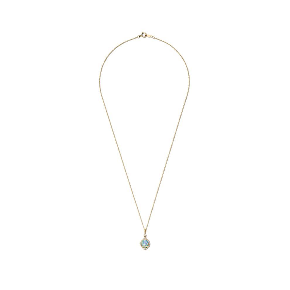 Opal and Diamond Oval-Shaped Pendant in 10K Yellow Gold (1/5 ct. tw.) – Image 3 of 4
