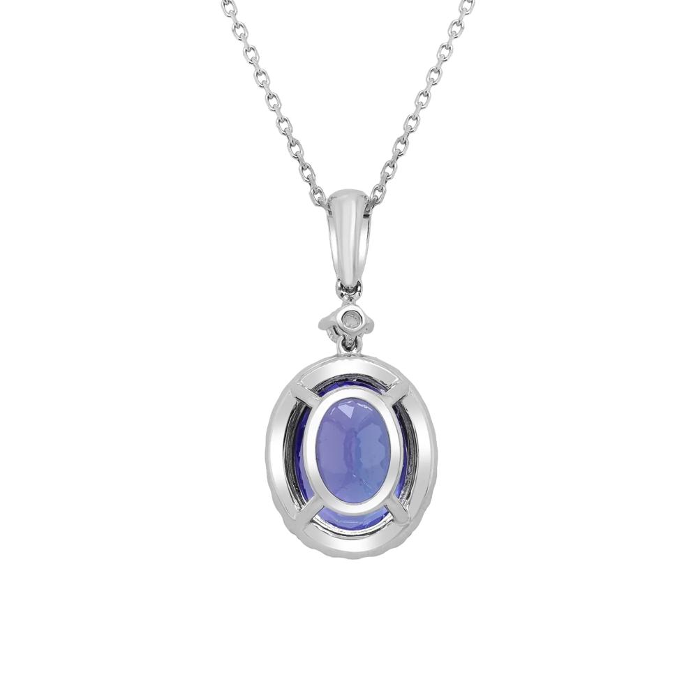 Oval Tanzanite &amp; Round Diamond Pendant Necklace in 18K White Gold (3/8 ct. tw.) – Image 2 of 4