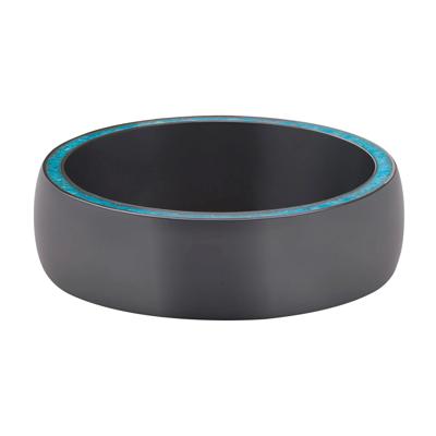 Domed Zirconium Band with Turquoise Inlay, 7MM
