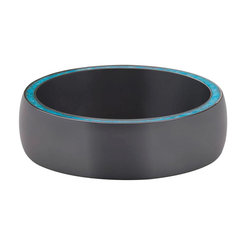 Domed Zirconium Band with Turquoise Inlay, 7MM – Image 1 of 3