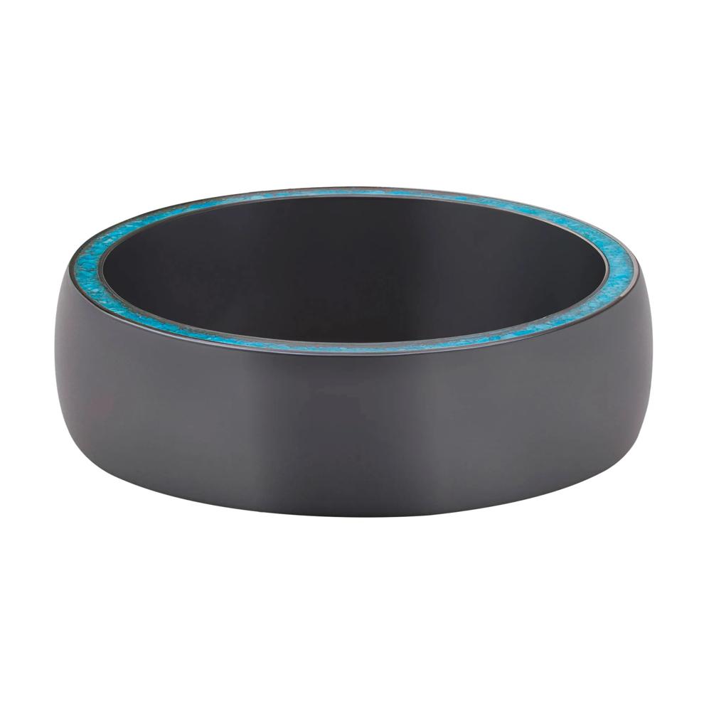 Domed Zirconium Band with Turquoise Inlay, 7MM – Image 1 of 3