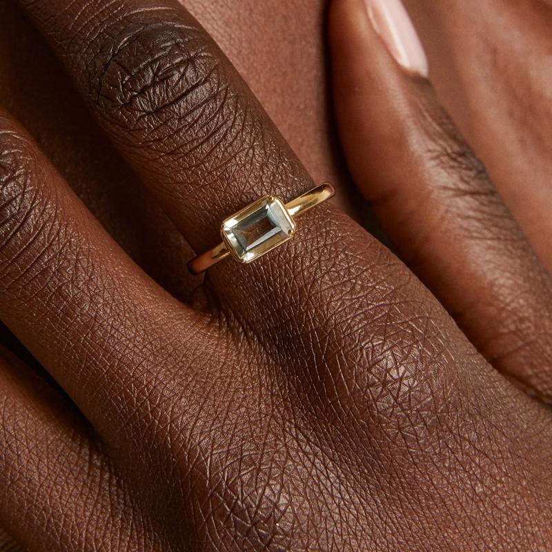 Green Amethyst Emerald-Cut Cocktail Ring in Vermeil – Image 7 of 8