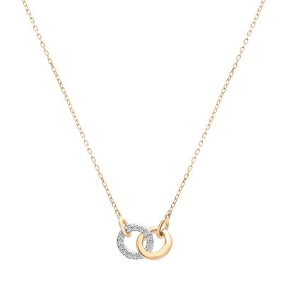 Two-Tone Diamond Linked Circle Necklace in 14K White and Yellow Gold (1/10 ct. tw.)