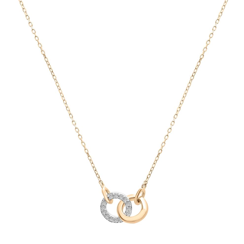 Two-Tone Diamond Linked Circle Necklace in 14K White and Yellow Gold (1/10 ct. tw.) – Image 1 of 6