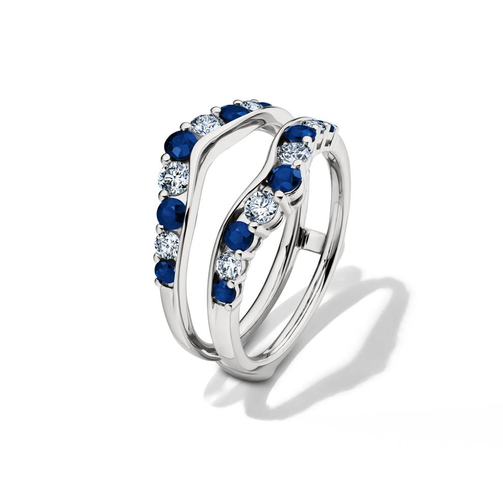 1/2 ct. tw. Diamond &amp; Sapphire Ring Enhancer in 14K White Gold – Image 4 of 4