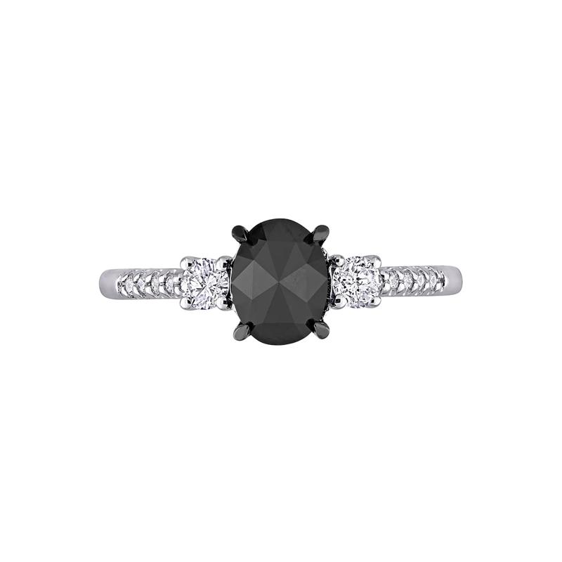 1 1/4 Black &amp; White Diamond Ring in 14K White Gold – Image 1 of 6
