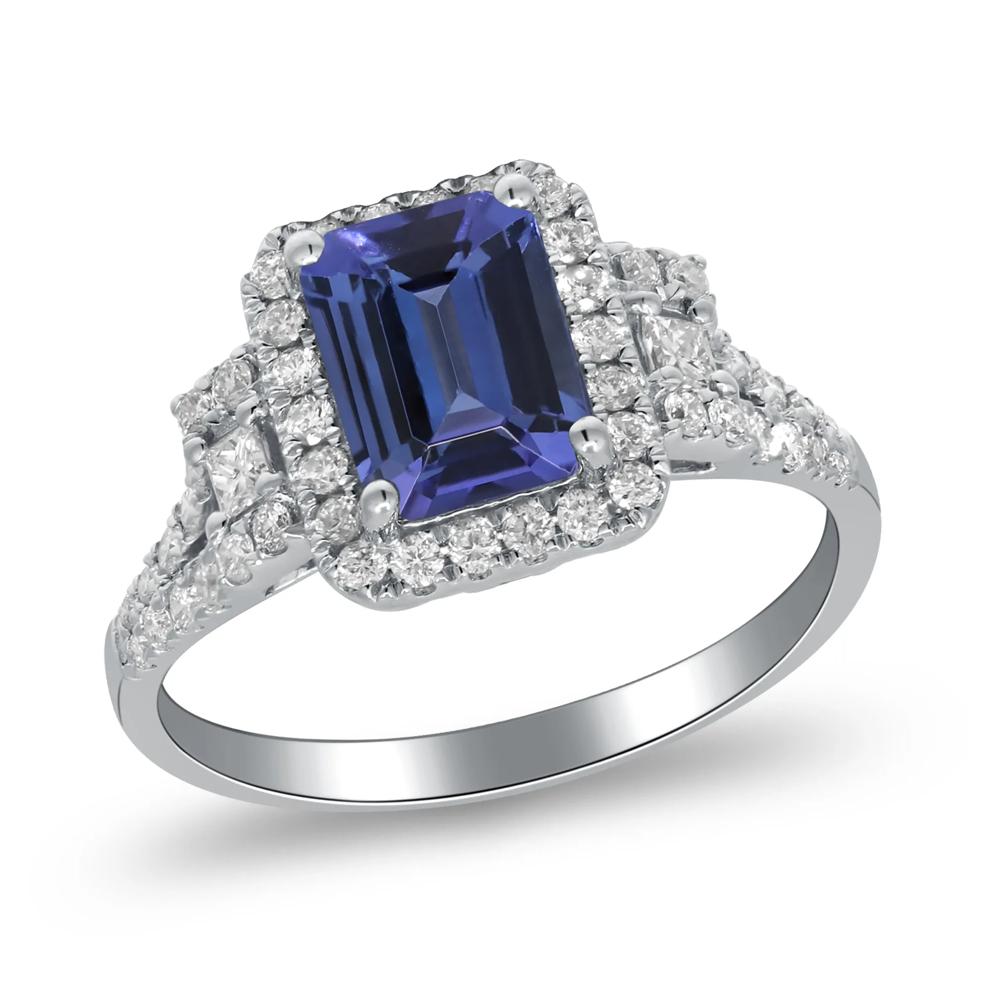 Limited Edition Emerald-Cut Tanzanite &amp; Diamond Ring in 14K White Gold (1/2 ct. tw.) – Image 4 of 4