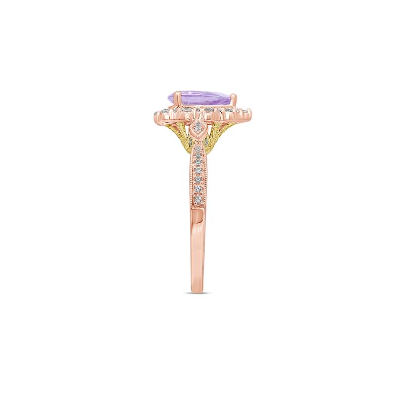 Pear-Shaped Rose De France Amethyst &amp; Diamond Engagement Ring in 14K Rose Gold &#40;1/3 ct. tw.&#41; – Image 3 of 3