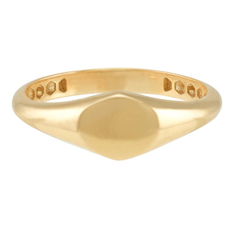 Polished Round Signet Ring in 14K Yellow Gold – Image 1 of 3