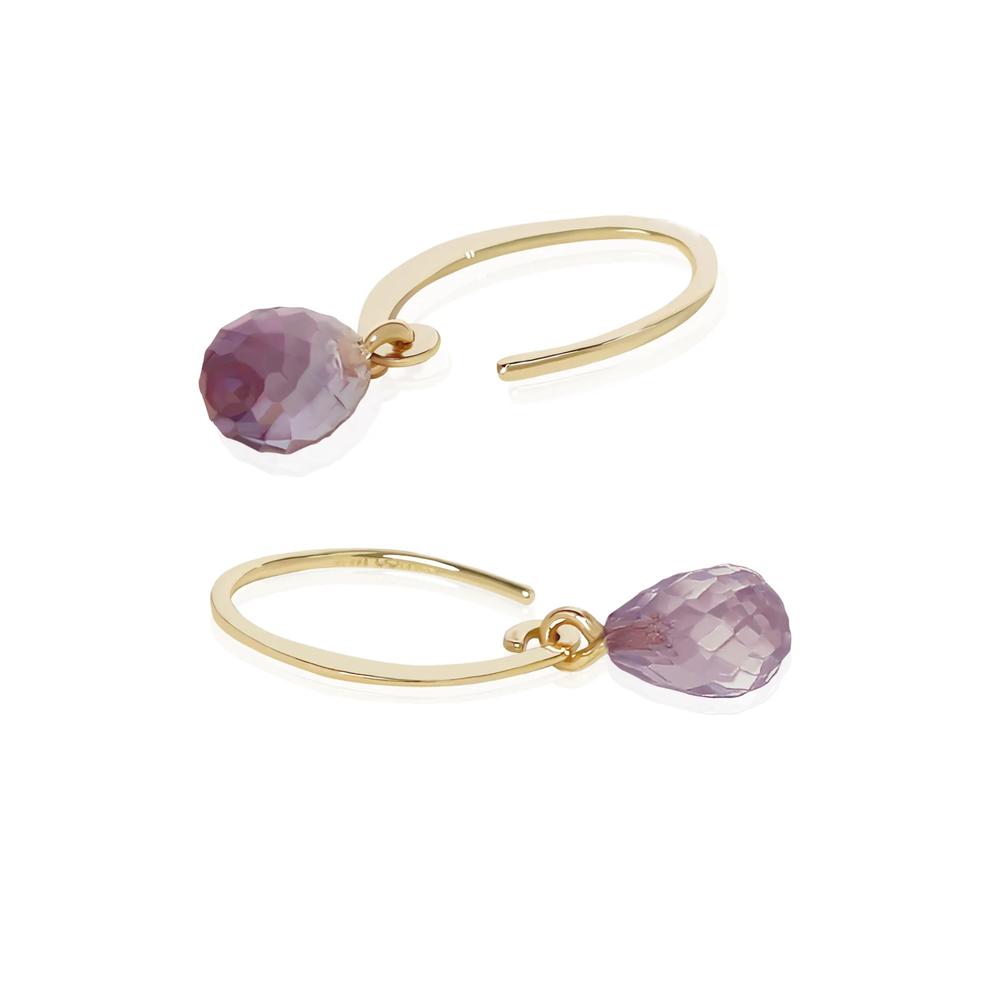 Briolette Gemstone Ear Wire Drop Earrings in 14K Yellow Gold – Image 6 of 8