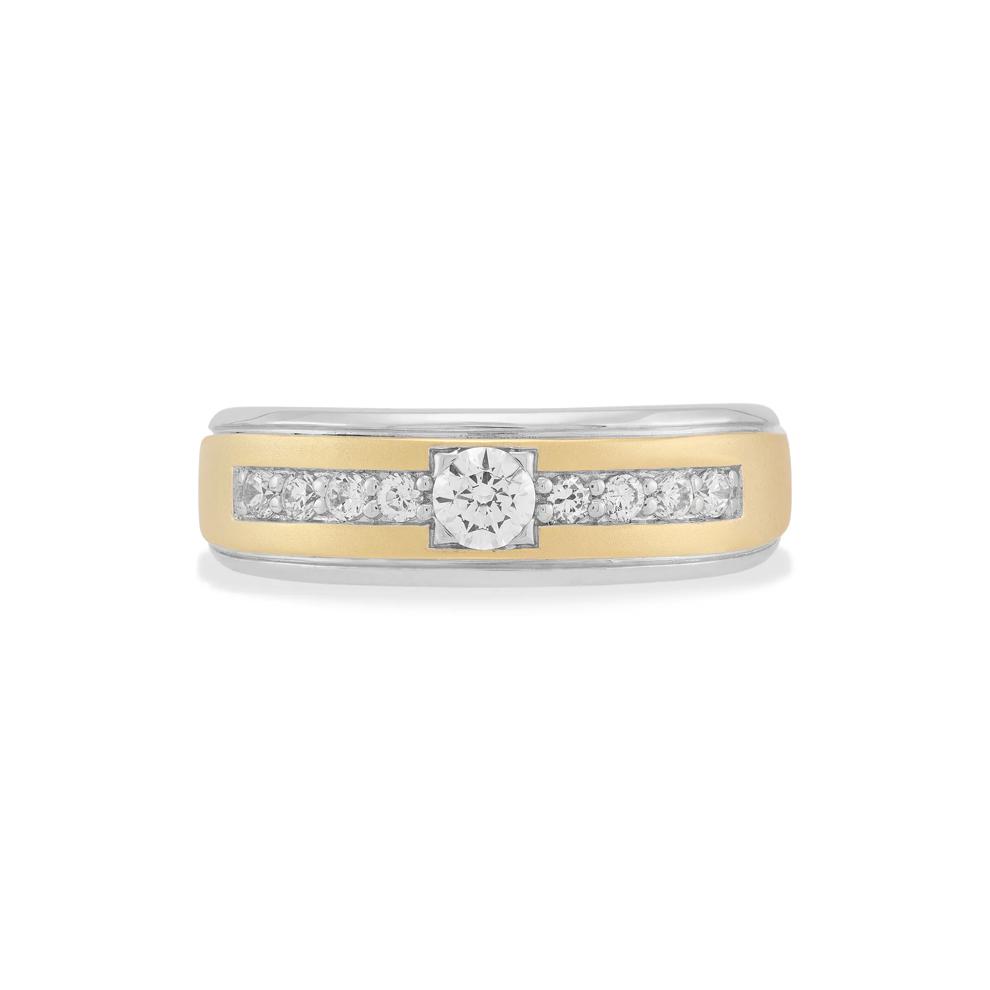 Men's Diamond Two-Tone Ring in 10K White &amp; Yellow Gold (1/2 ct. tw.) – Image 1 of 4