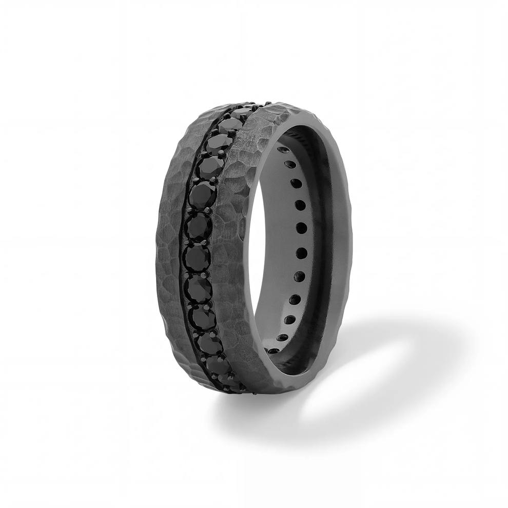 Black Diamond Domed Band in  Zirconium, 8mm (1 3/8 ct. tw.) – Image 3 of 4
