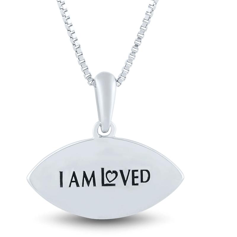 Football Pendant with Diamond Accents in Sterling Silver and 14K Rose Gold – Image 3 of 4