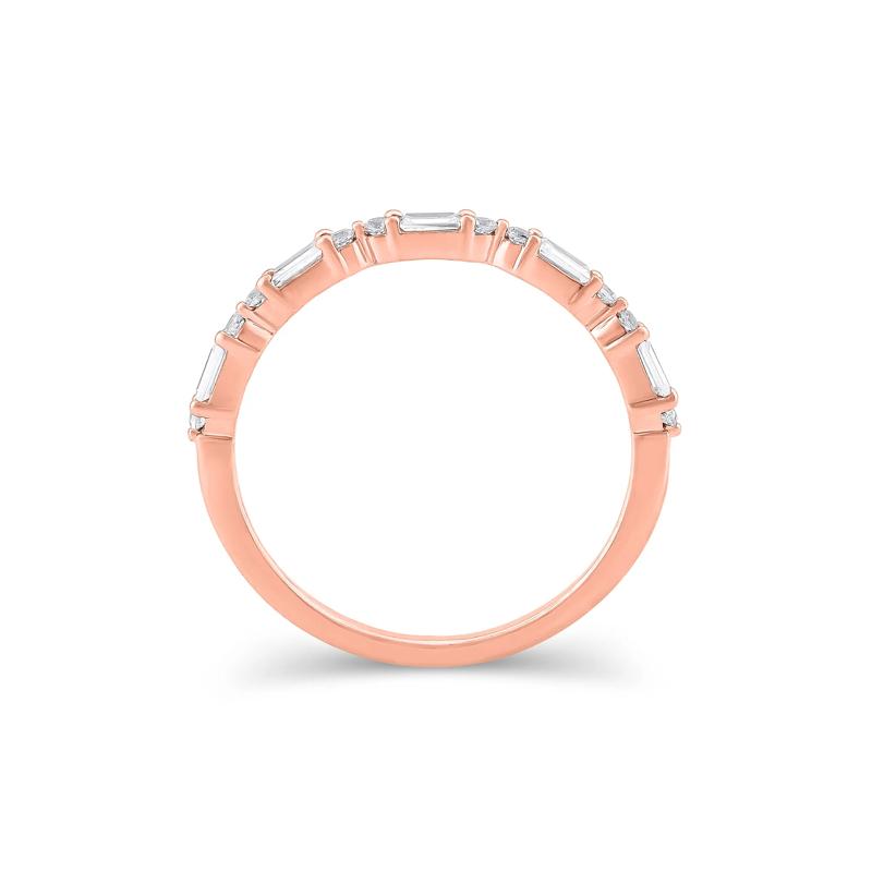 Lab Grown Diamond Round &amp; Baguette Anniversary Band in 10K Rose Gold &#40;1/4 ct. tw.&#41; – Image 2 of 3