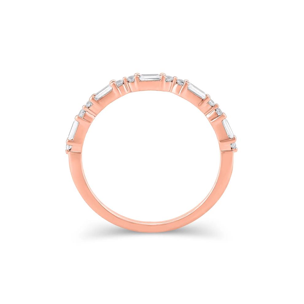 Lab Grown Diamond Round &amp; Baguette Anniversary Band in 10K Rose Gold (1/4 ct. tw.) – Image 2 of 3