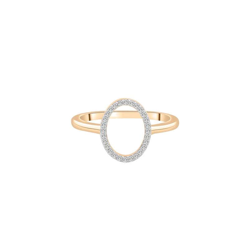 Diamond Open Oval Ring in 10K Yellow Gold &#40;1/10 ct. tw.&#41; – Image 1 of 5
