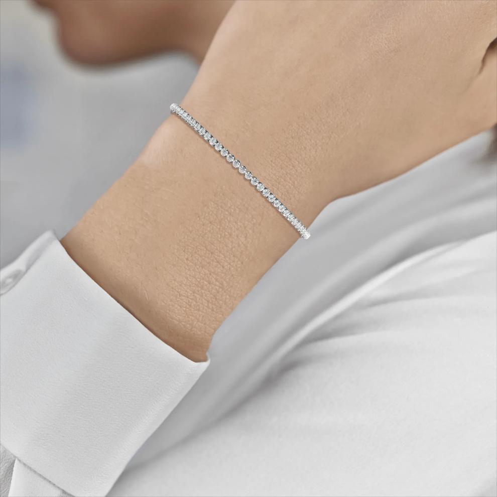 Diamond Tennis Bracelet in 10K White Gold (1 1/10 ct. tw.) – Image 4 of 4
