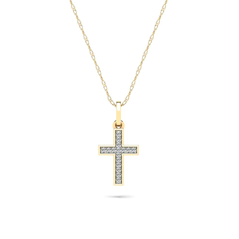 Diamond Accent Cross Pendant Necklace in 10K Yellow Gold – Image 1 of 4